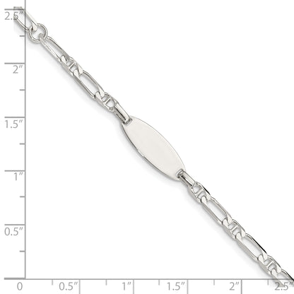 5 Inch Sterling Silver Polished Engraveable 5In Plus 1In Ext Childrens Id Bracelet