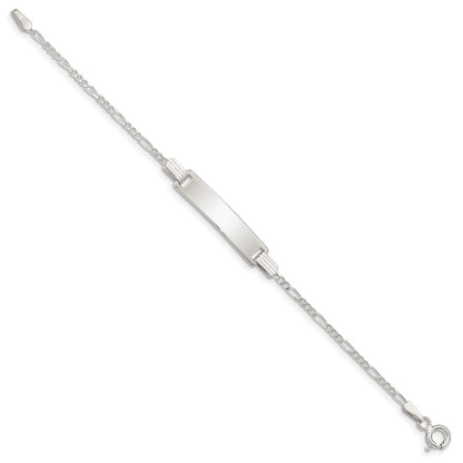 5.5 Inch Sterling Silver Engraveable Childrens Id On Figaro Link Bracelet