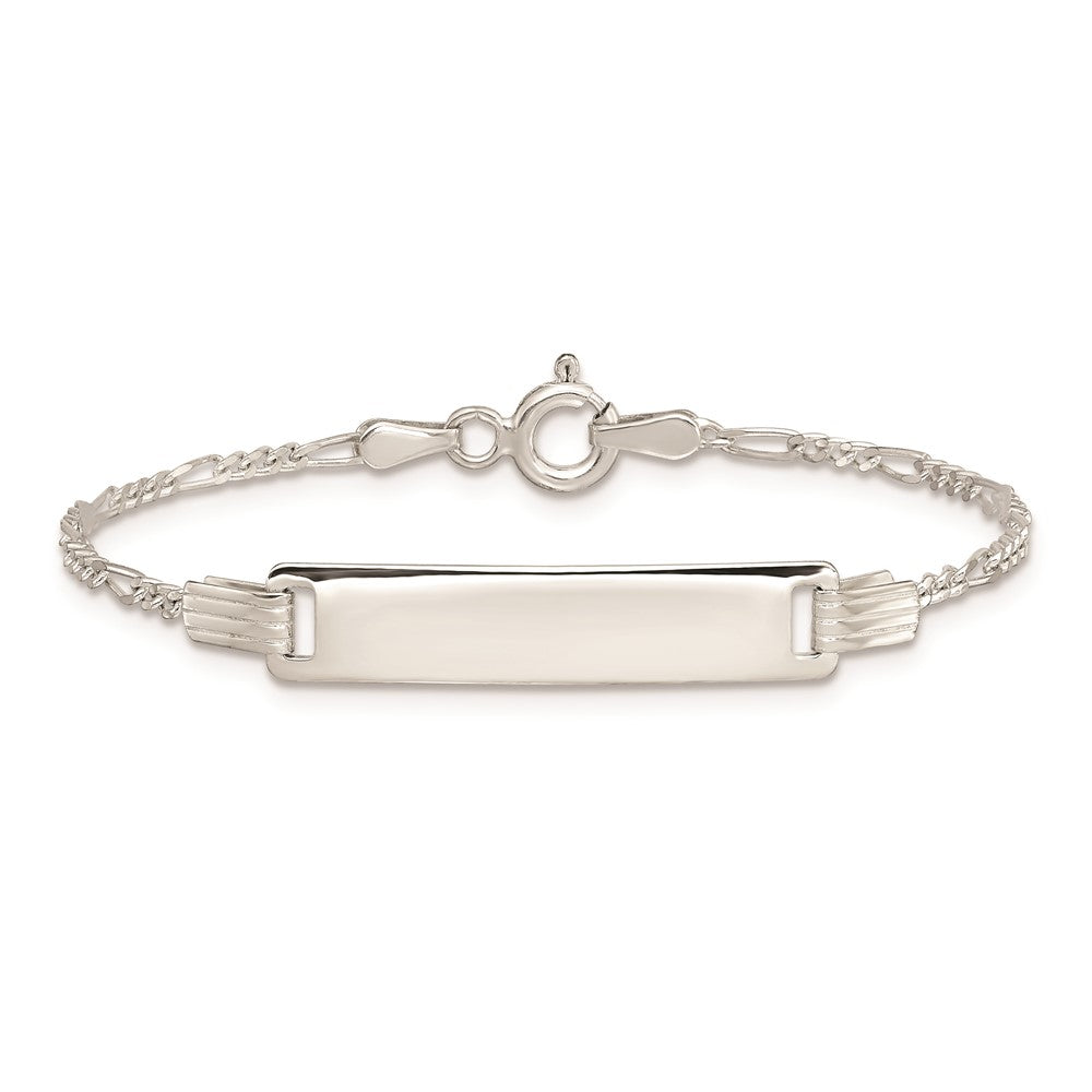 5.5 Inch Sterling Silver Engraveable Childrens Id On Figaro Link Bracelet