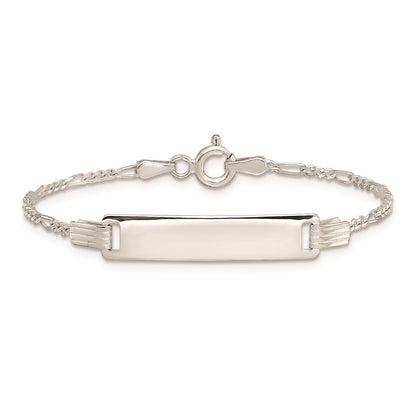5.5 Inch Sterling Silver Engraveable Childrens Id On Figaro Link Bracelet