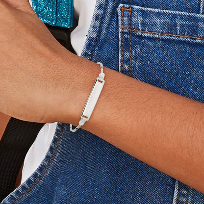 6 Inch Sterling Silver 6Inch Polished Engraveable Childrens Id Bracelet