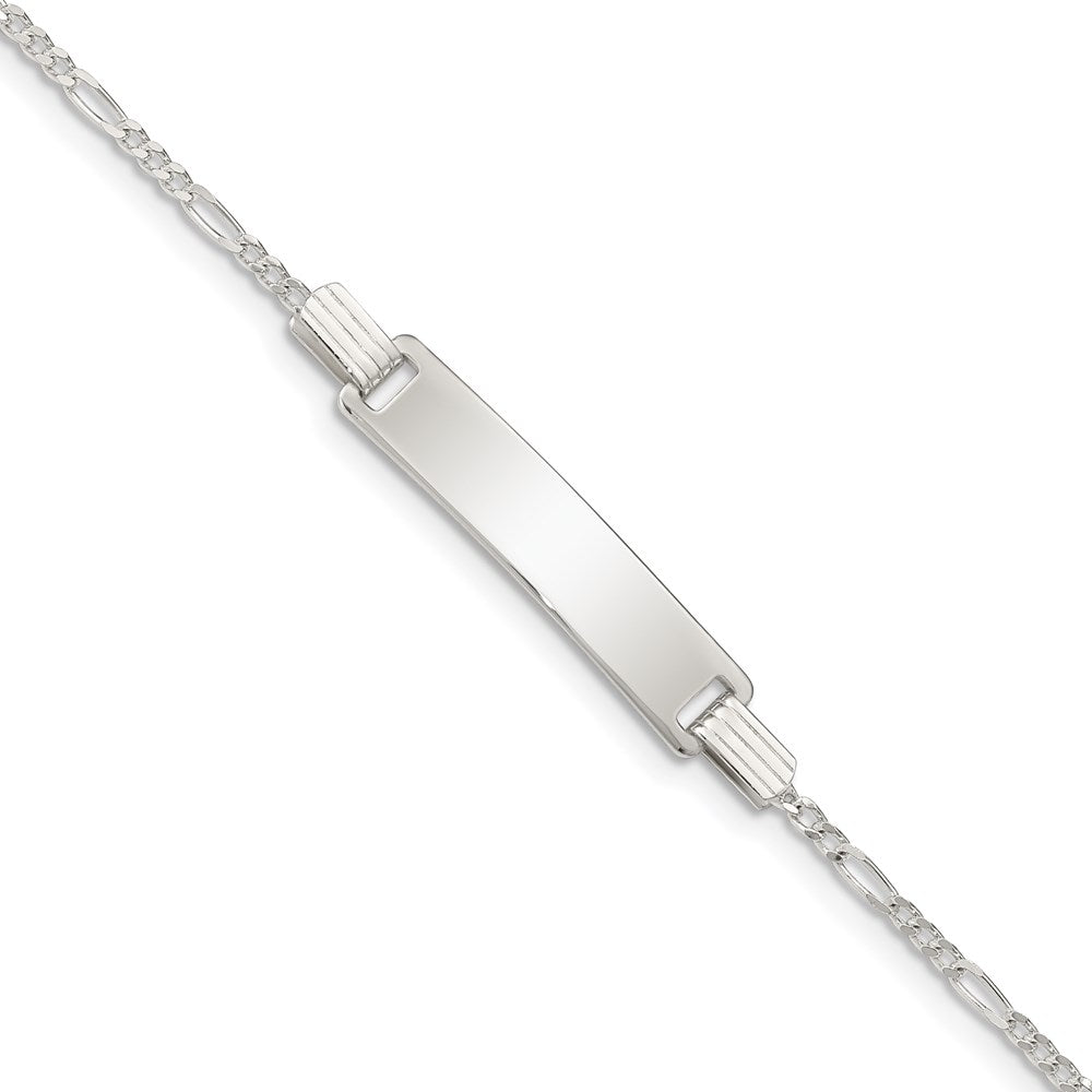 5.5 Inch Sterling Silver Engraveable Childrens Id On Figaro Link Bracelet