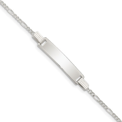 5.5 Inch Sterling Silver Engraveable Childrens Id On Figaro Link Bracelet
