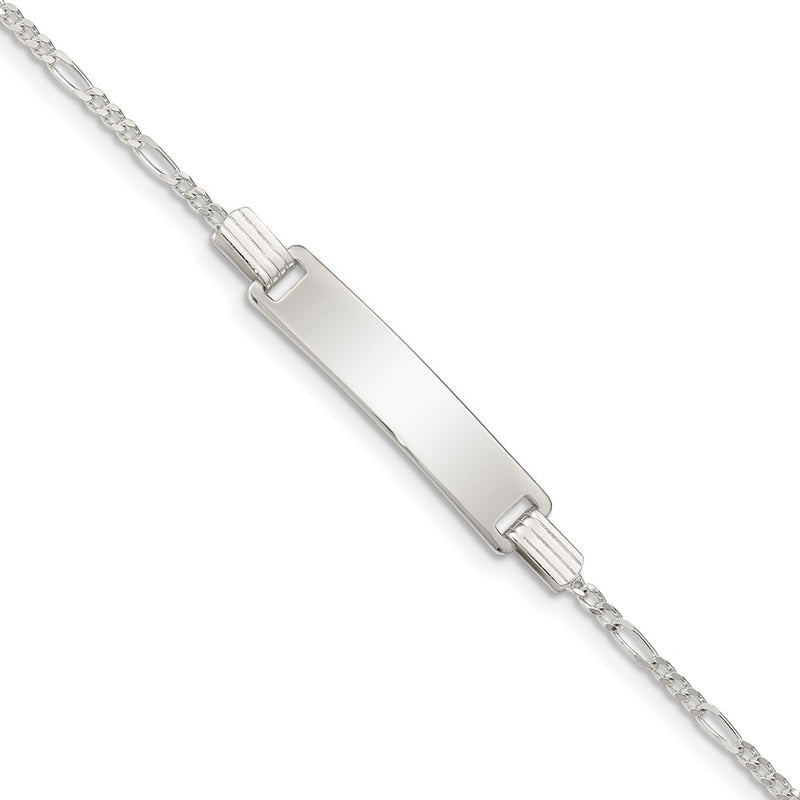 5.5 Inch Sterling Silver Engraveable Childrens Id On Figaro Link Bracelet