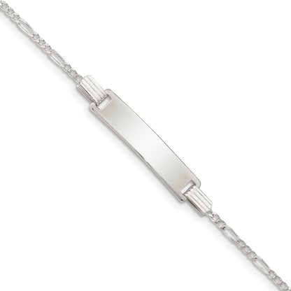 6 Inch Sterling Silver 6Inch Polished Engraveable Childrens Id Bracelet