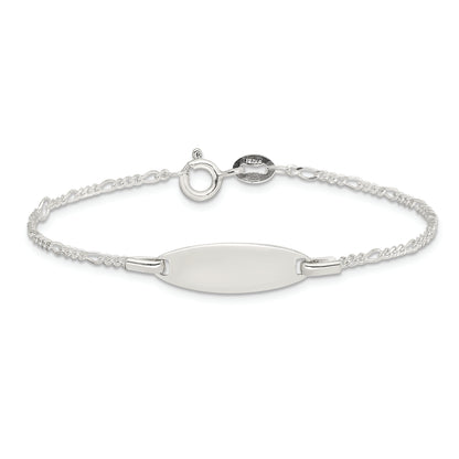 5 Inch Sterling Silver Childrens 5In Plus 1In Ext Id Figaro Link Bracelet