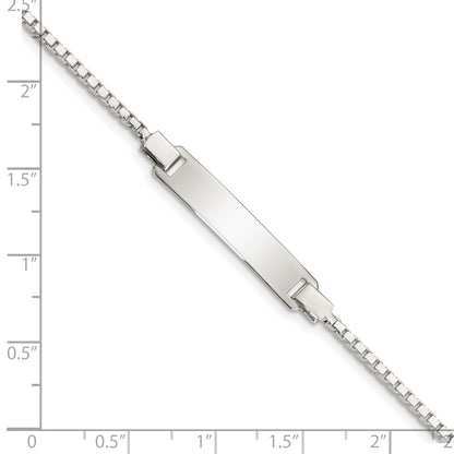 5.5 Inch Sterling Silver Engraveable Childrens Id On Box Chain Bracelet