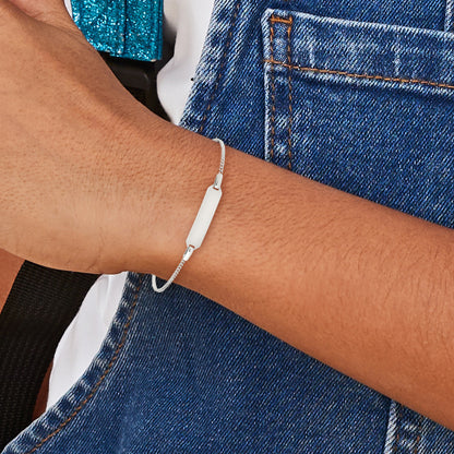 5 Inch Sterling Silver Childrens 5In Plus 1In Ext Id Curb Link Bracelet