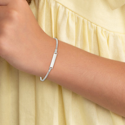 5 Inch Sterling Silver Polished Childrens Id Curb Link 5In Plus 1In Ext. Bracelet