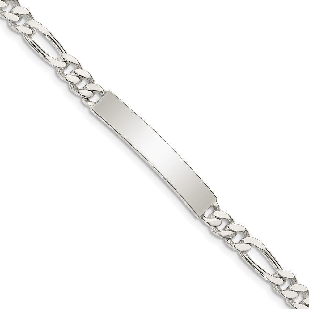 8.5 Inch Sterling Silver Polished Engraveable Figaro Link Id Bracelet