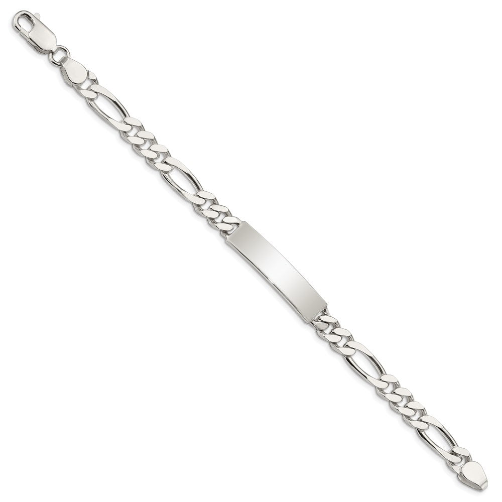 7.5 Inch Sterling Silver Polished Engraveable Figaro Link Id Bracelet