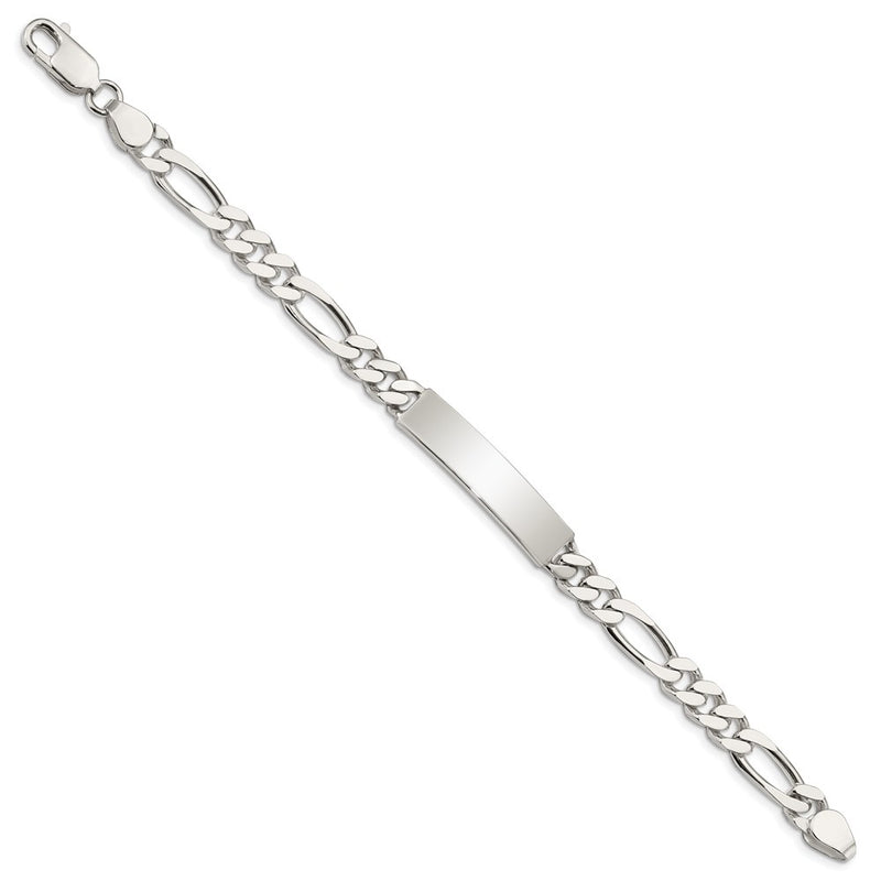 7.5 Inch Sterling Silver Polished Engraveable Figaro Link Id Bracelet