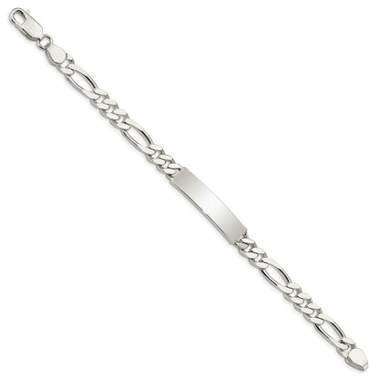 8.5 Inch Sterling Silver Polished Engraveable Figaro Link Id Bracelet