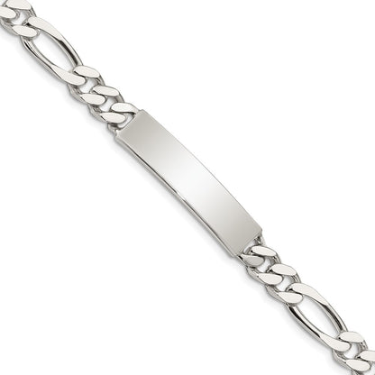 8.5 Inch Sterling Silver Polished Engraveable Figaro Link Id Bracelet