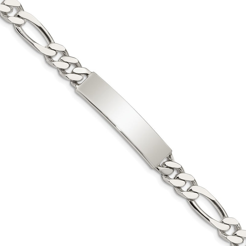 8.5 Inch Sterling Silver Polished Engraveable Figaro Link Id Bracelet