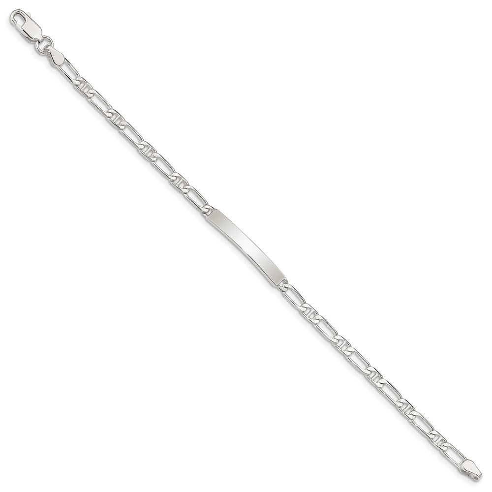 7 Inch Sterling Silver Polished Engraveable Anchor Link Id Bracelet