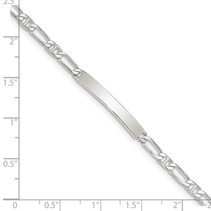 7 Inch Sterling Silver Polished Engraveable Anchor Link Id Bracelet