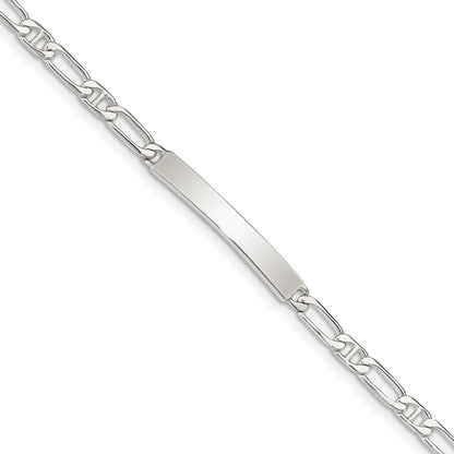 7 Inch Sterling Silver Polished Engraveable Anchor Link Id Bracelet