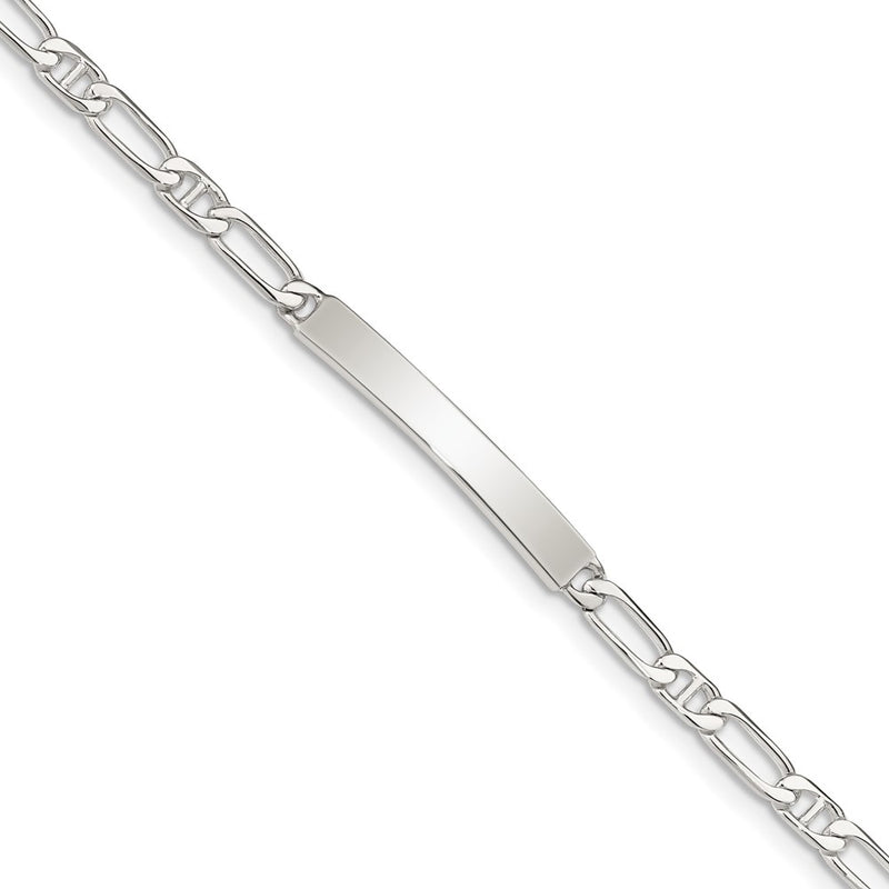7 Inch Sterling Silver Polished Engraveable Anchor Link Id Bracelet