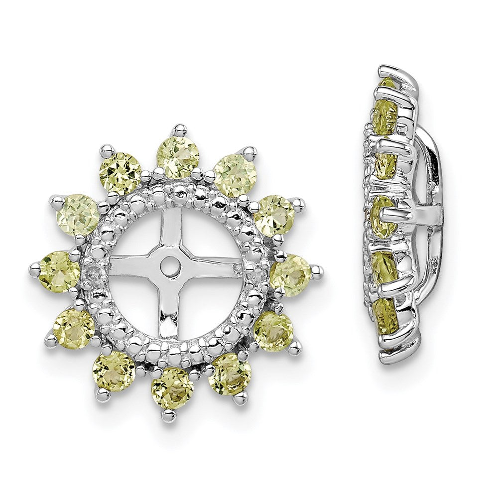 Sterling Silver Rhodium Diam. & Peridot Earring Jacket