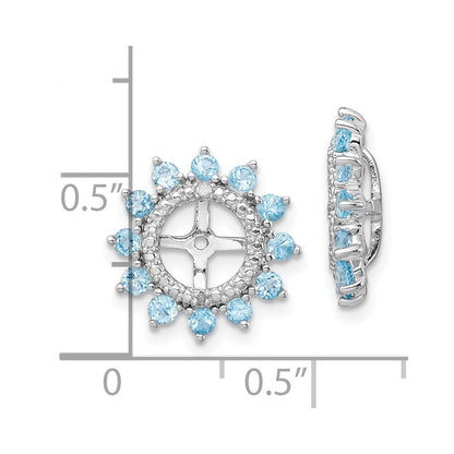 Sterling Silver Rhodium Diam. & Swiss Blue Topaz Earring Jacket