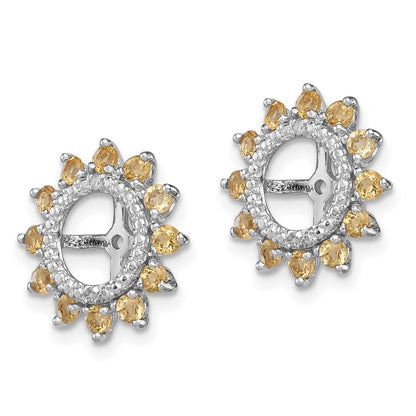 Sterling Silver Rhodium Diam. & Citrine Earring Jacket