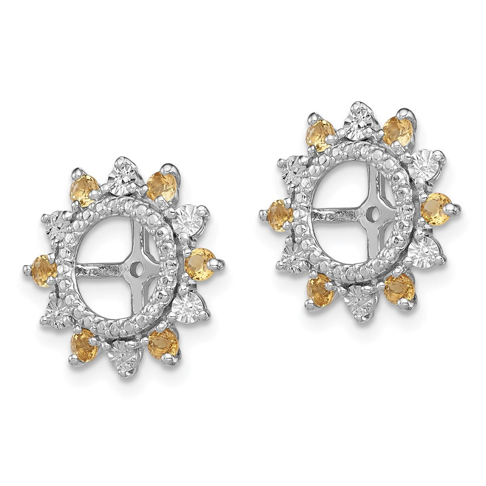 Sterling Silver Rhodium Citrine Earring Jacket