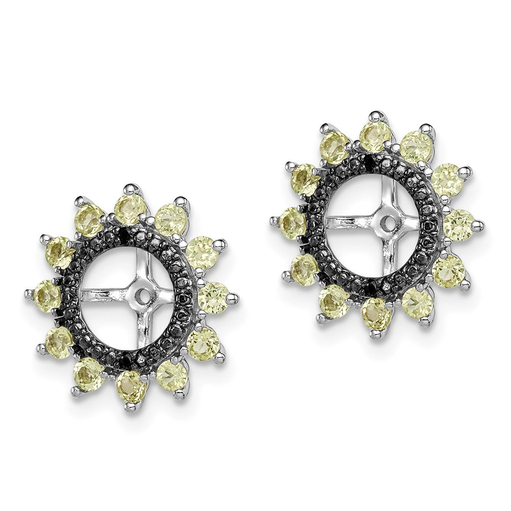 Sterling Silver Rhodium Peridot & Black Sapphire Earring Jacket
