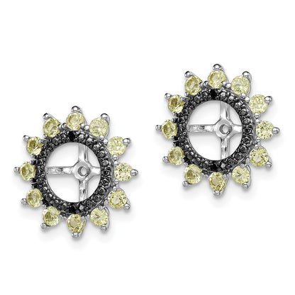 Sterling Silver Rhodium Peridot & Black Sapphire Earring Jacket