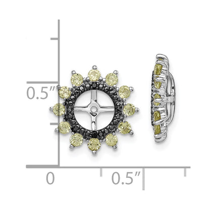 Sterling Silver Rhodium Peridot & Black Sapphire Earring Jacket