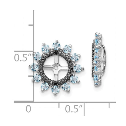 Sterling Silver Rhodium Swiss Blue Topaz & Black Sapphire Earring Jacket