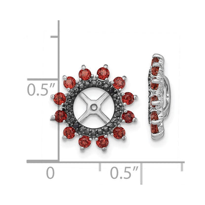 Sterling Silver Rhodium Garnet & Black Sapphire Earring Jacket
