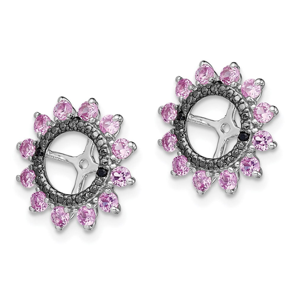 Sterling Silver Rhodium Created Pink Sapphire & Black Earring Jack