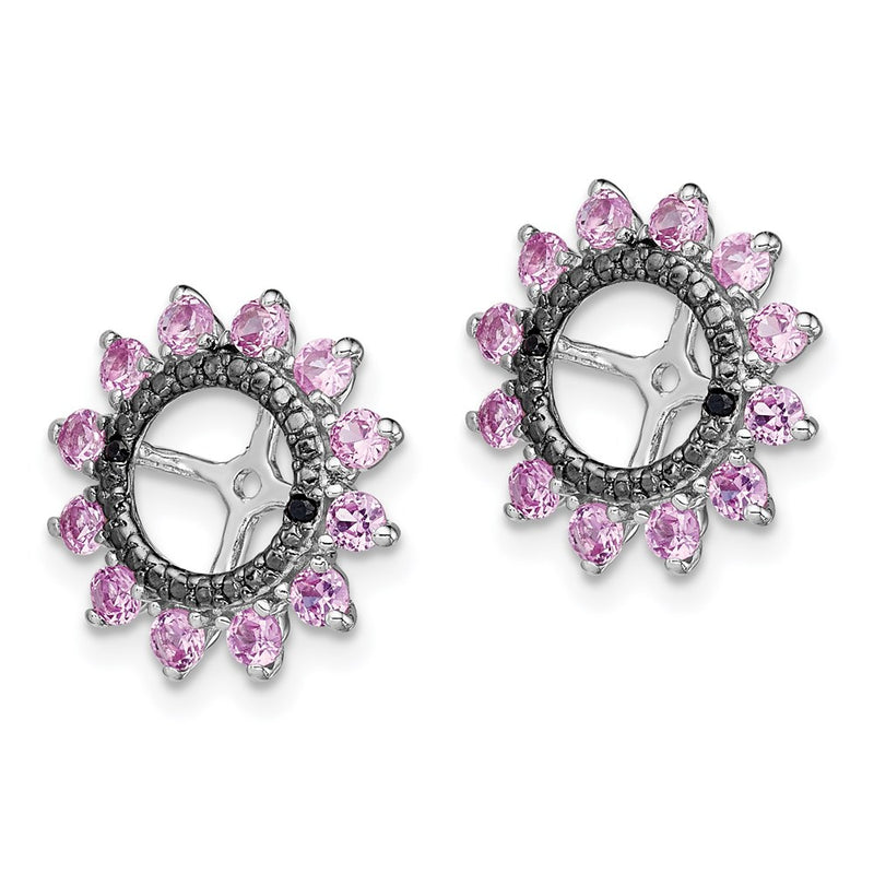 Sterling Silver Rhodium Created Pink Sapphire & Black Earring Jack