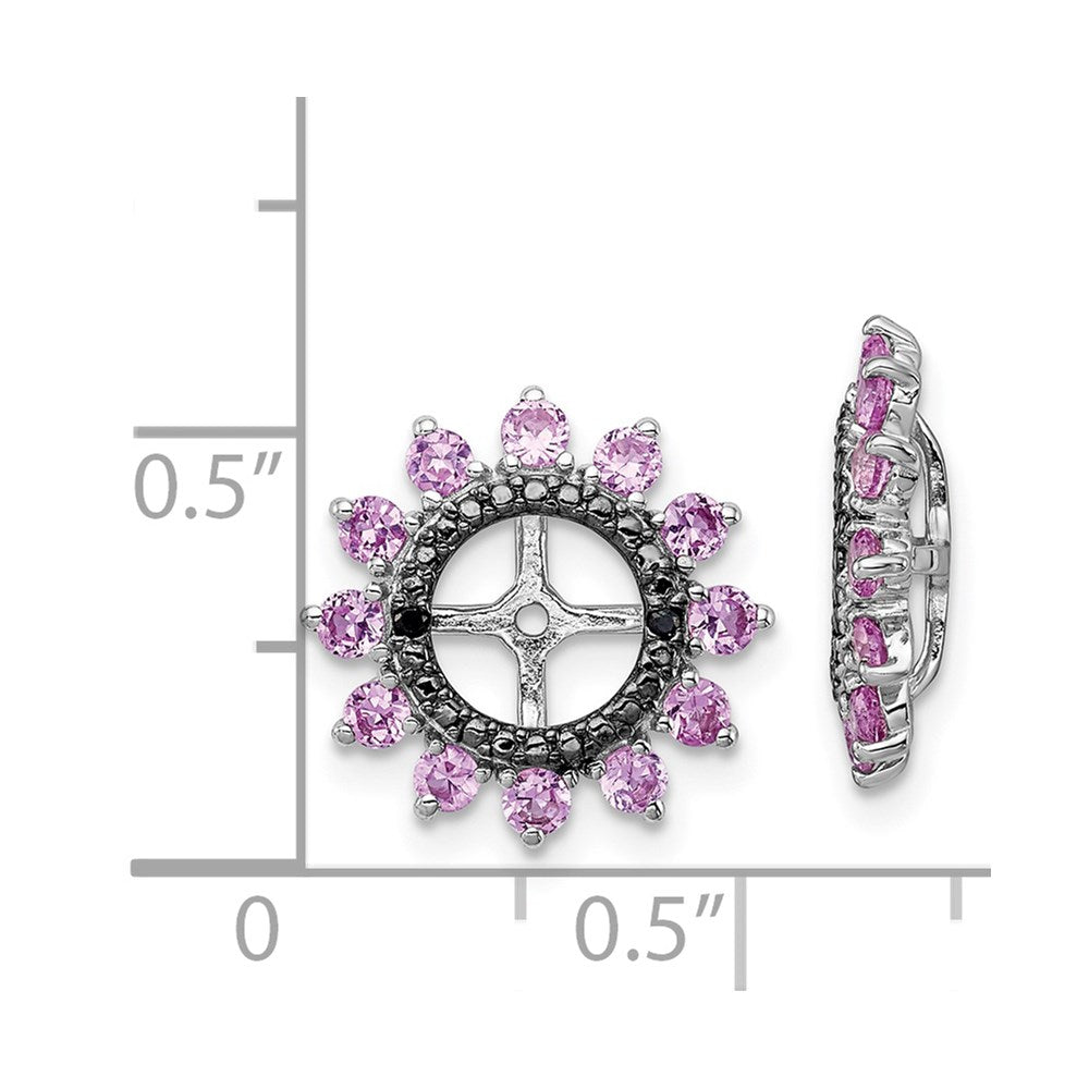 Sterling Silver Rhodium Created Pink Sapphire & Black Earring Jack
