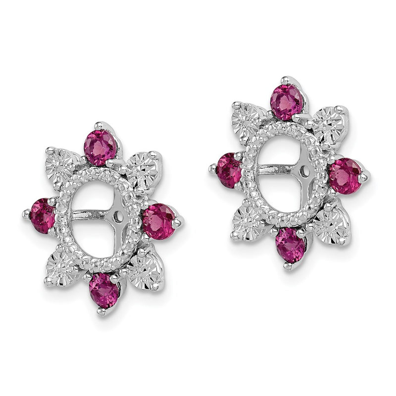 Sterling Silver Rhodium Rhodolite Garnet Earring Jacket