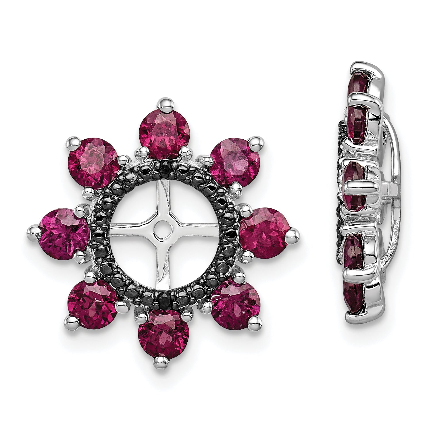 Sterling Silver Rhodium Rhodolite Garnet & Black Sapphire Earring Jacket