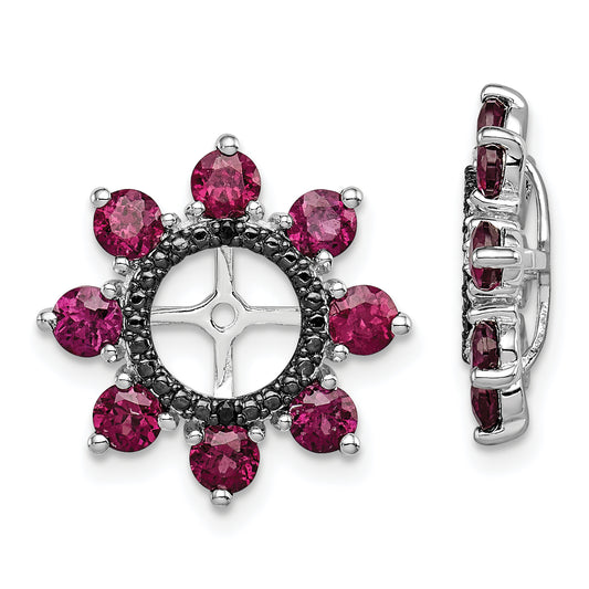 Sterling Silver Rhodium Rhodolite Garnet & Black Sapphire Earring Jacket