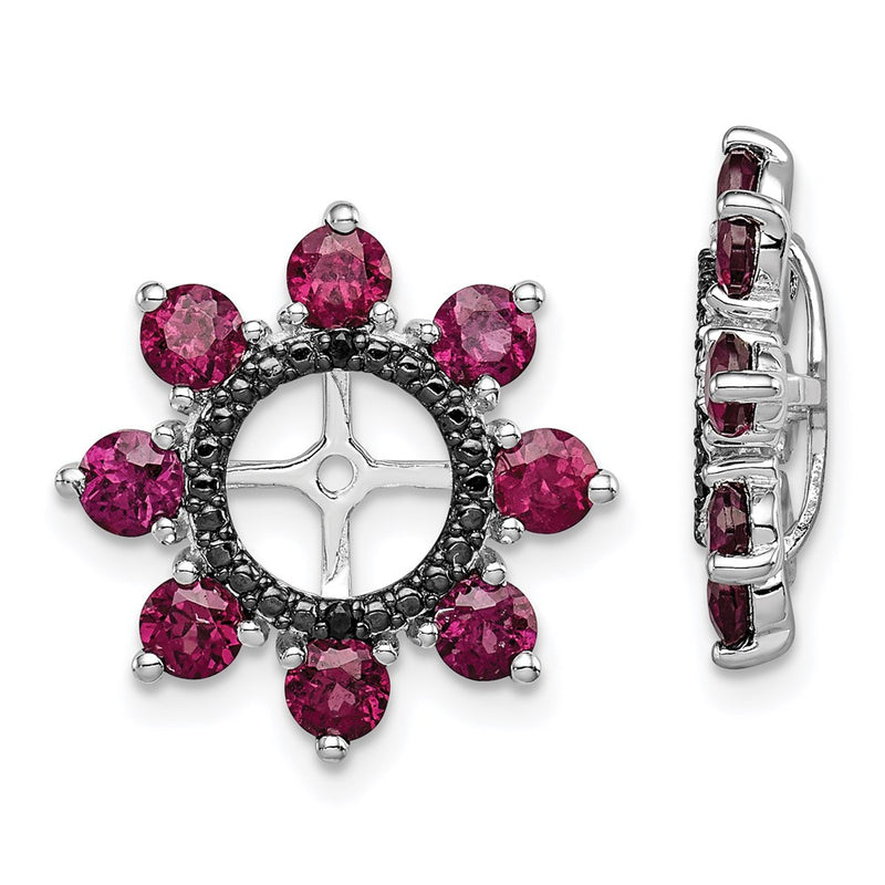 Sterling Silver Rhodium Rhodolite Garnet & Black Sapphire Earring Jacket
