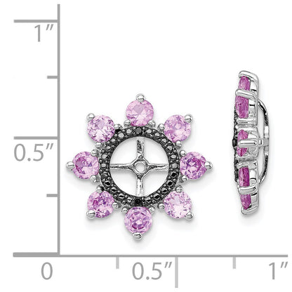 Sterling Silver Rhodium Created Pink Sapphire & Black Earring Jack