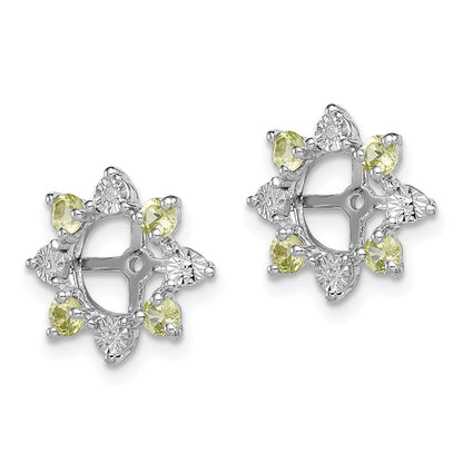 Sterling Silver Rhodium Diam. & Peridot Earring Jacket