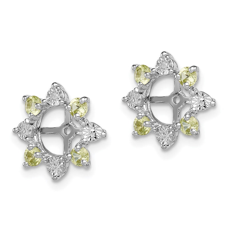 Sterling Silver Rhodium Diam. & Peridot Earring Jacket