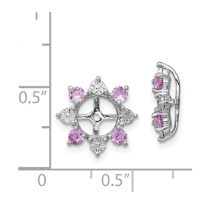Sterling Silver Rhodium Diam. & Created Pink Sapphire Earring Jacket