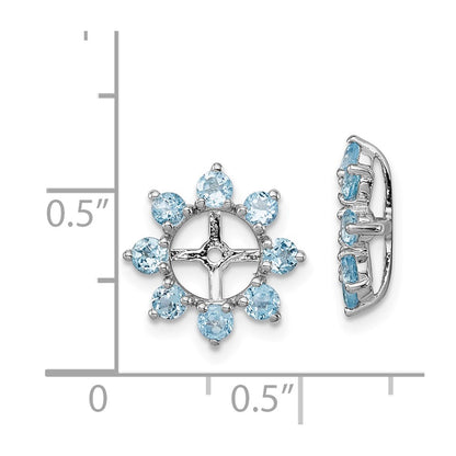 Sterling Silver Rhodium Swiss Blue Topaz Earring Jacket