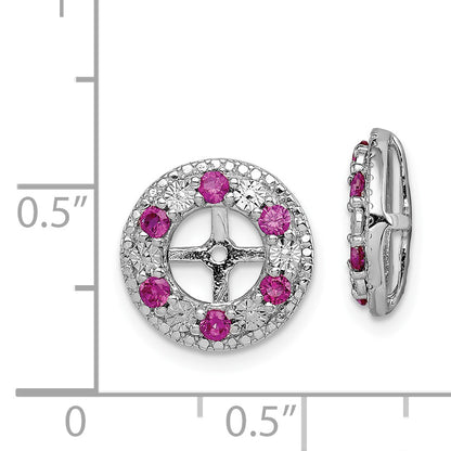 Sterling Silver Rhodium Created Ruby Earring Jacket