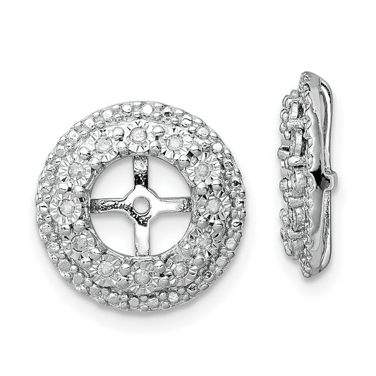 Sterling Silver Rhodium Diam. Earring Jacket