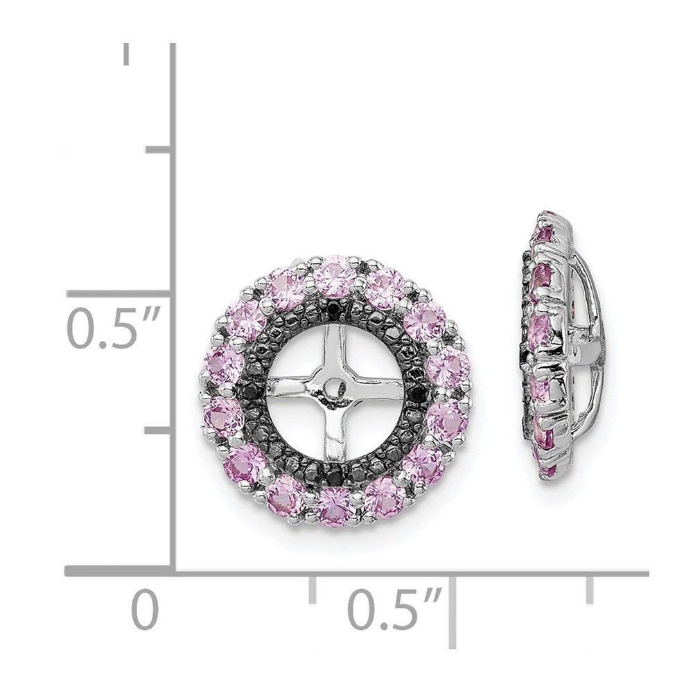 Sterling Silver Rhodium Crted Pink Sapphire & Black Earring Jacket