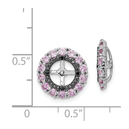 Sterling Silver Rhodium Crted Pink Sapphire & Black Earring Jacket