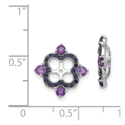 Sterling Silver Rhodium Amethyst & Black Sapphire Earring Jacket