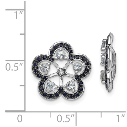 Sterling Silver Rhodium Aquamarine & Black Sapphire Earring Jacket